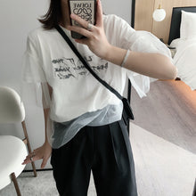 Load image into Gallery viewer, T-shirt tide summer two-piece letter embroidery cotton round neck
