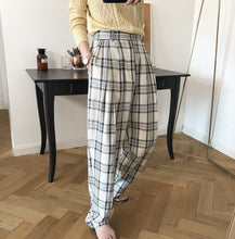 Load image into Gallery viewer, Hipster high waist grid trousers loose thin thin section pants trousers
