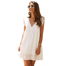 Load image into Gallery viewer, Summer V neck short sleeve lace dress
