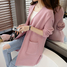 Load image into Gallery viewer, V-colonal knit cardigan of the loose or long sweater coat
