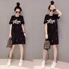 Load image into Gallery viewer, Loose large size fashion short-sleeved splash T-shirt long dress
