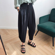 Load image into Gallery viewer, High waist vertical wide leg pants nine points casual straight  pants

