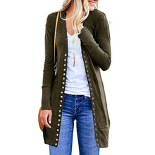 Load image into Gallery viewer, Medium long button solid color cardigan jacket
