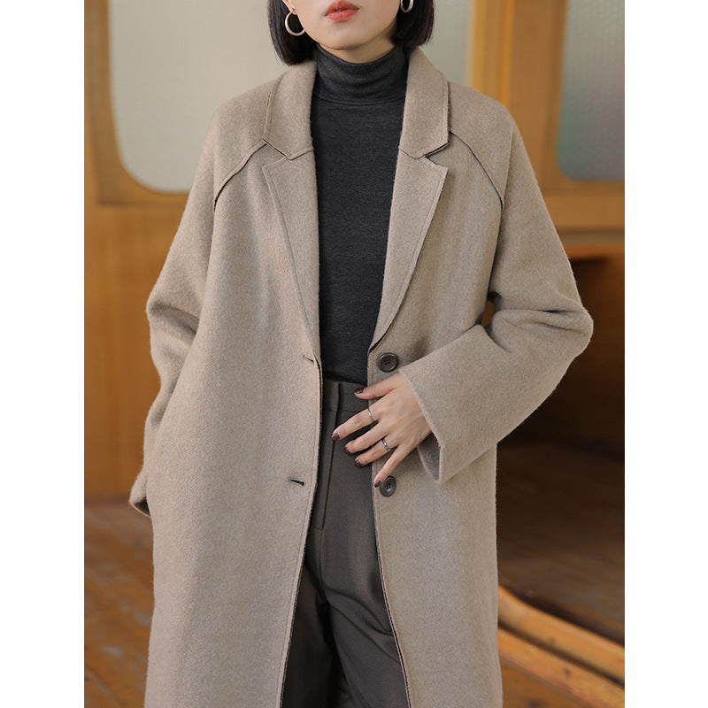 Korean version of the long-sleeved long wool coat