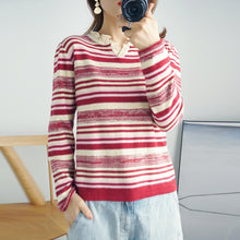 Load image into Gallery viewer, Long sleeve loose striped T-shirt
