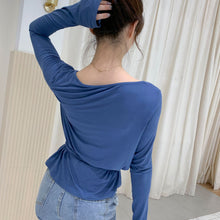 Load image into Gallery viewer, DoggyQin with a solid color long sleeve T-shirt female 2021 spring, summer, Most laces casual jacket female bottoming shirt
