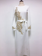 Load image into Gallery viewer, Dress lace beaded trumpet sleeve lace-up dress
