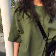Load image into Gallery viewer, Summer Korean short-sleeved T-shirt new military green
