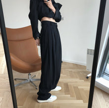 Load image into Gallery viewer, High waist wide trousers loose vertical real wear straight pants trouszrs
