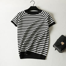 Load image into Gallery viewer, Striped short-sleeved shirt loose of the student T-shirt summer
