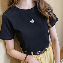 Load image into Gallery viewer, Crown embroidery Slim short-sleeved T-shirt
