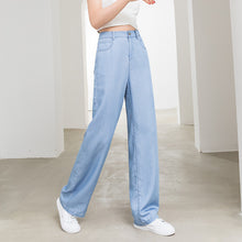 Load image into Gallery viewer, Distort soft jeans high waist dragging ice silk
