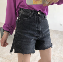 Load image into Gallery viewer, Retro street high waist denim wool hot shorts pants
