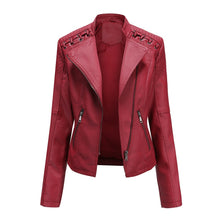 Load image into Gallery viewer, Jacket women&#39;s short jacket slim thin leather jacket motorcycle clothing

