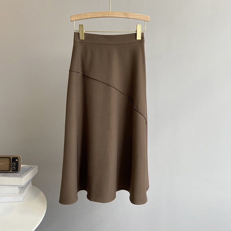 Skirt simple of high waist thin temperament umbrella skirt