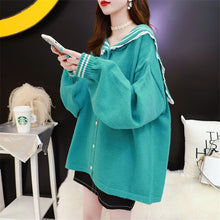 Load image into Gallery viewer, Lace splicing sweater jacket age-aged Sweet Academy Sweater
