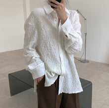 Load image into Gallery viewer, Hipster pleats muscle lapel shirt loose thin fashion long sleeve shirt
