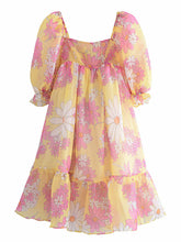 Load image into Gallery viewer, Summer Daisy Flower Print Organza Ball Gown Dress
