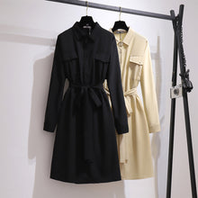 Load image into Gallery viewer, Solid colo cross-border design is waist slim plus shirt dress
