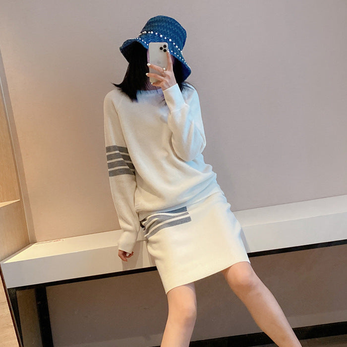 TB set long-sleeved college wind skirt two-piece set