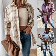 Load image into Gallery viewer, Loose casual retro plaid long-sleeved shirt jacket
