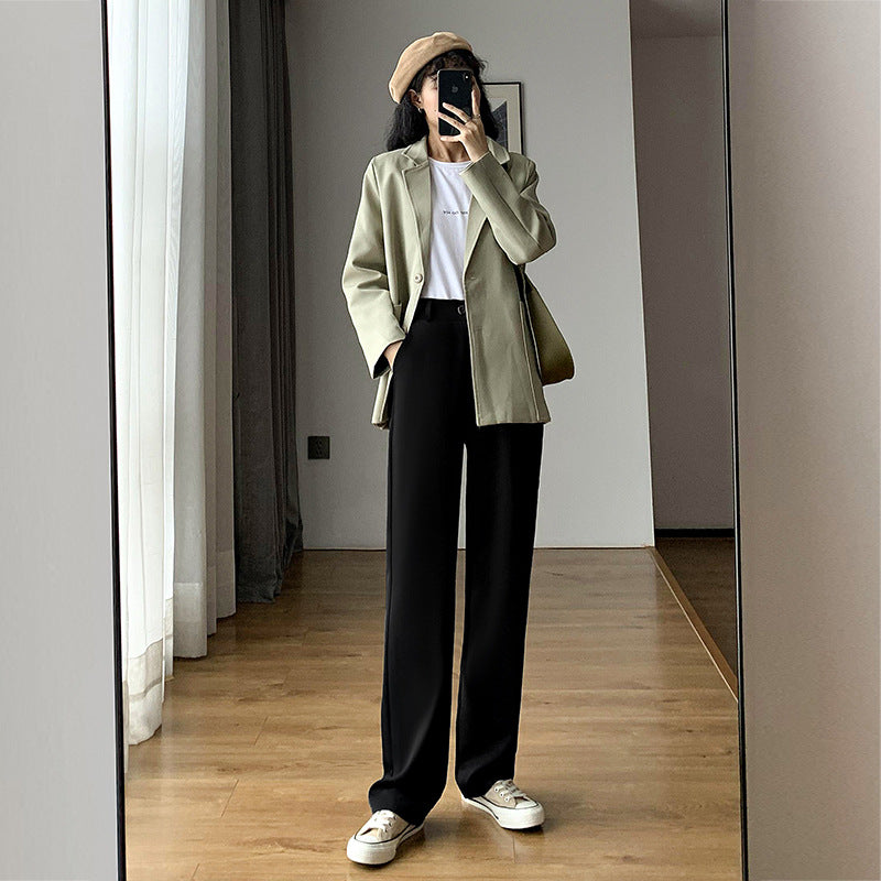 Loose straight vertical slim casual casual small son mopping wide leg pants
