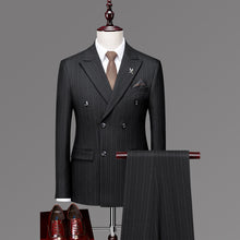 Load image into Gallery viewer, Men&#39;s three-piece suit with black striped
