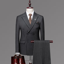 Load image into Gallery viewer, Men&#39;s three-piece suit with black striped
