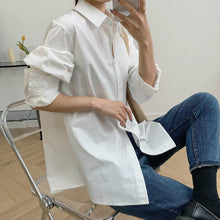 Load image into Gallery viewer, Small fragrant shirt of loose long sleeve cotton shirt female
