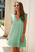 Load image into Gallery viewer, Summer V neck short sleeve lace dress
