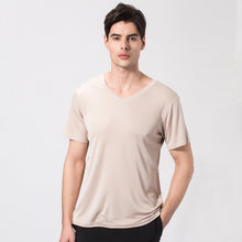 Load image into Gallery viewer, V-neck silk short sleeve T-shirt
