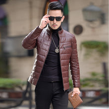 Load image into Gallery viewer, Men&#39;s short water Haining leather down jacket
