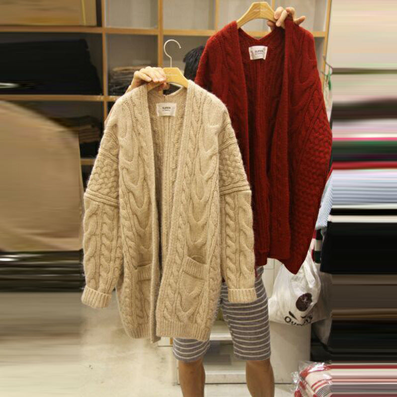 Long section thick line sweater coat wholesale