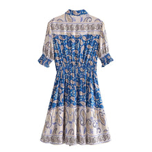 Load image into Gallery viewer, Ruffled Summer Dress Short Sleeve Elastic Waist Summer Dress
