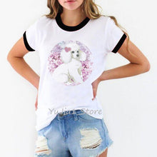 Load image into Gallery viewer, Cute Pink poodle animal print white t shirt

