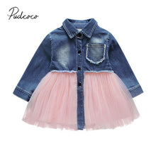 Load image into Gallery viewer, Baby Girls Denim Dress Long Sleeve Party Casual
