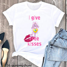 Load image into Gallery viewer, Cute Pink poodle animal print white t shirt
