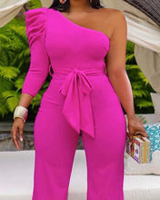 Load image into Gallery viewer, umpsuits Party Club One Shoulder Sashes Slim Fit Elegant Rompers
