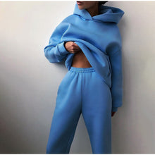 Load image into Gallery viewer, Warm Hoodie Sweatshirts and Long Pant Fleece Two Piece Sets
