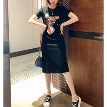 Load image into Gallery viewer, Cute Fawn Print Round Neck Short Sleeve Fit T-shirt Dress
