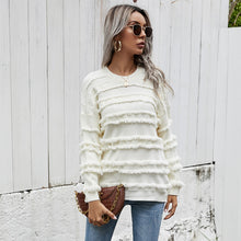 Load image into Gallery viewer, Winter leisure pullover round neck loose tassel knit sweater
