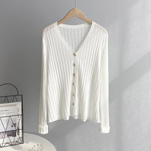 Load image into Gallery viewer, V-neck long sleeve age-proofing striped sweater
