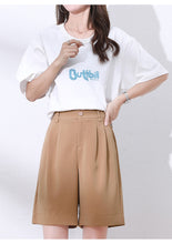 Load image into Gallery viewer, High waist slim black A word wide leg five-point casual pants
