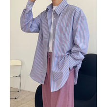 Load image into Gallery viewer, Modern vertical striped lapel shirt leisure loose slim jacket
