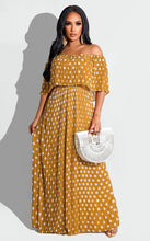Load image into Gallery viewer, Off Shoulder Polka Dot Printed Maxi Dress
