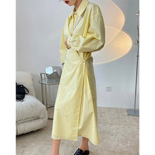 Load image into Gallery viewer, Spring new french temperament lazy buckle shirt dress waist loose
