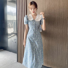Load image into Gallery viewer, Doll led bubble sleeve flower dress sweet small child waist long skirt
