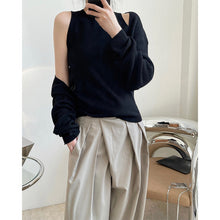 Load image into Gallery viewer, hipster design vest two-piece slim shawl sleeve sweater set
