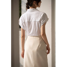 Load image into Gallery viewer, french white shirt short-sleeved design light ripe

