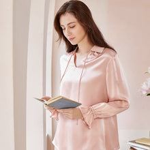 Load image into Gallery viewer, Long sleeve trousers silkworm two-piece set of silk pajamas women
